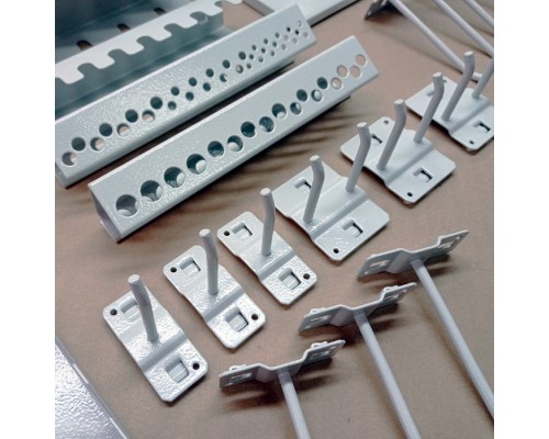 Навесные металлические аксессуары на перфопанель - 23 предмета